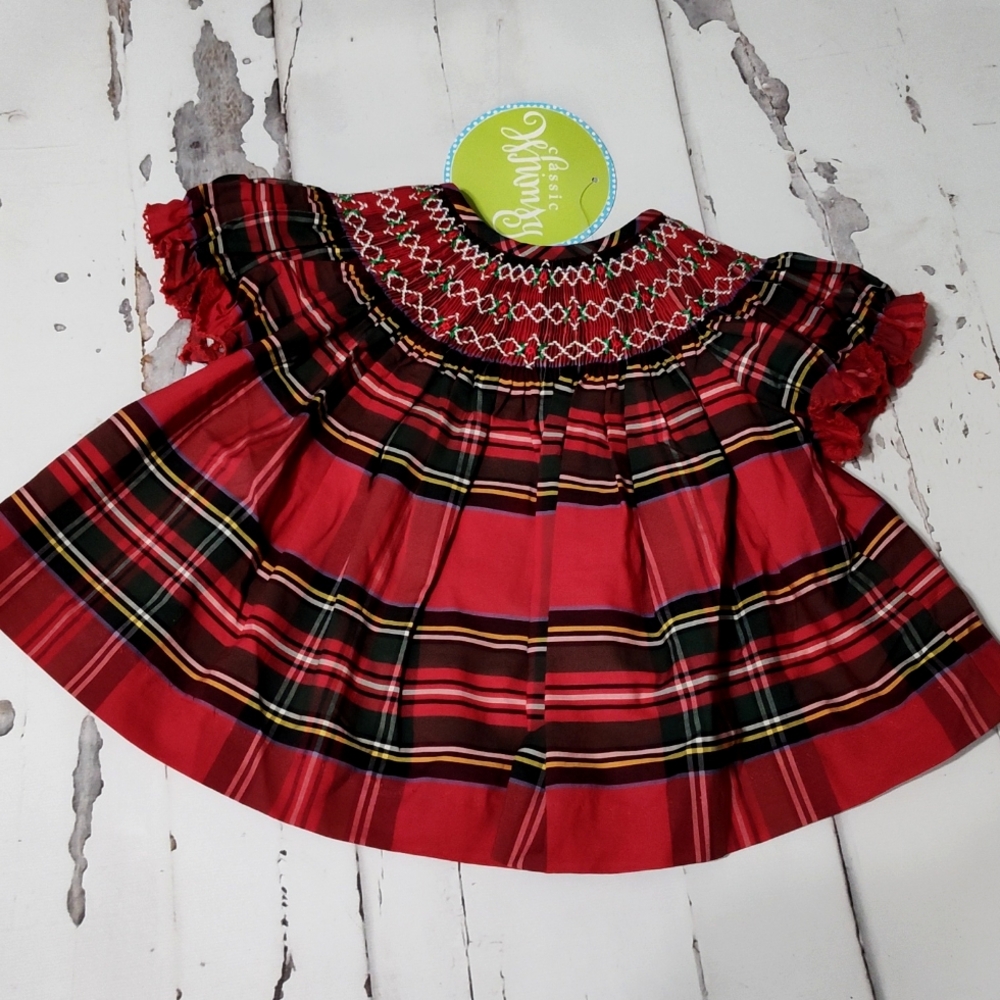 Classic Journey Red Plaid Smocked Girls' Dress